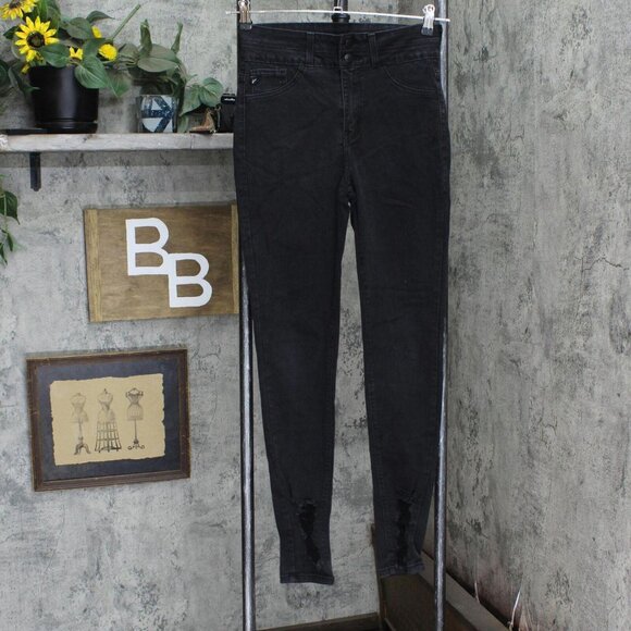 Kancun Womens Distressed Stretch Jeggings Jeans 166a8a70dad7e3 Black 27 - Picture 1 of 6